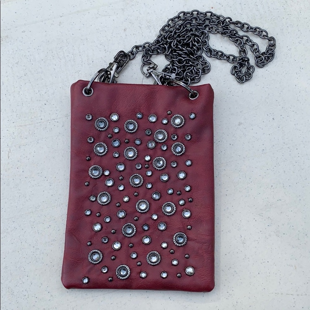 Brand new burgundy bedazzled crossbody purse